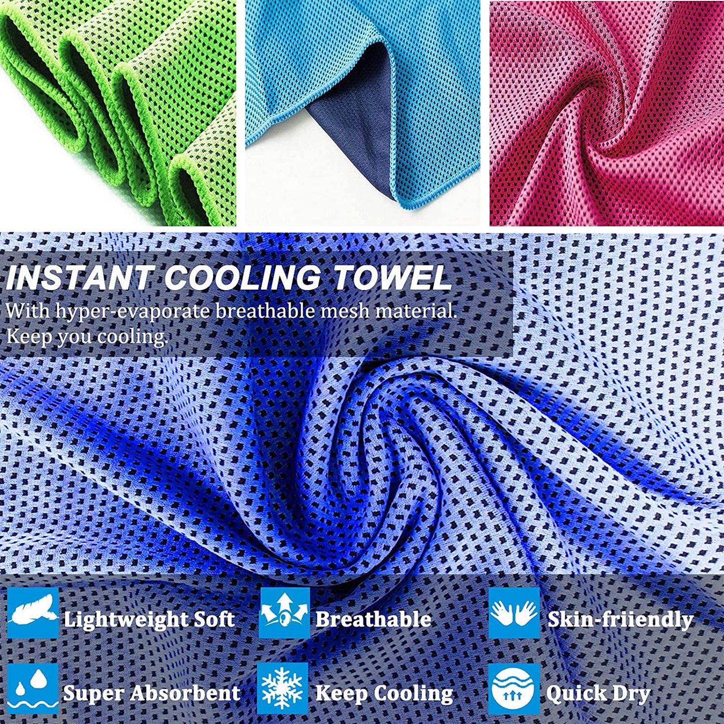 4 Pack Cooling Towel (47"X12") Ice Cool for Neck, Microfiber Soft Breathable Chilly Towels for Yoga, Sports, Golf, Gym, Camping, Running, Fitness, Workout & More Activities
