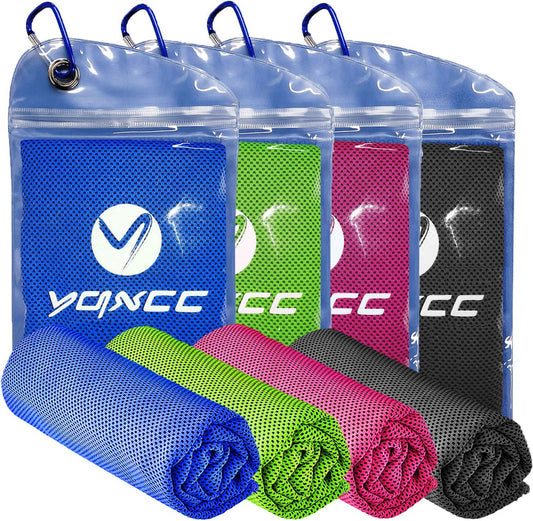 4 Pack Cooling Towel (47"X12") Ice Cool for Neck, Microfiber Soft Breathable Chilly Towels for Yoga, Sports, Golf, Gym, Camping, Running, Fitness, Workout & More Activities