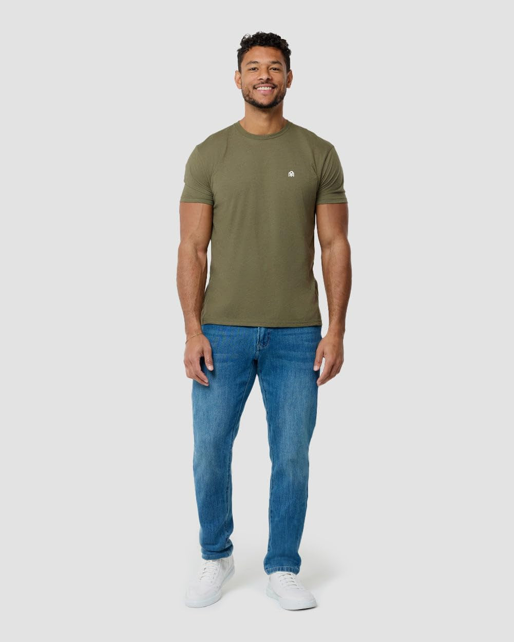 Mens T Shirt with Logo - Short Sleeve Crew Neck Soft Fitted Tees S - 4XL Fresh Classic Basic Tshirts