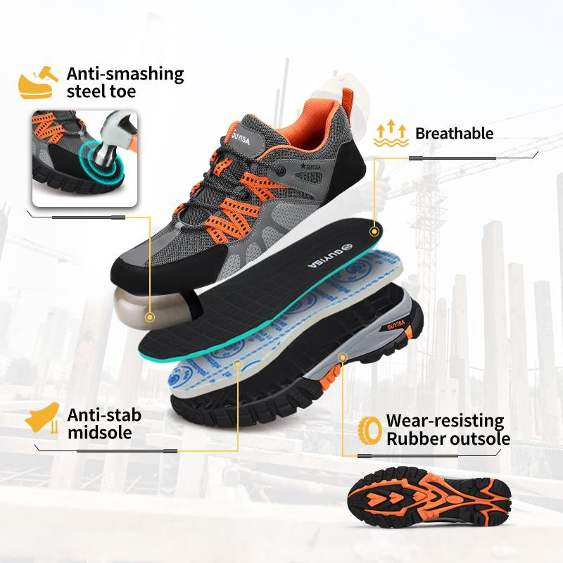 Insulation Lightweight Breathable Anti-Smash, Anti-Slip and Anti-Puncture Safety Shoes Non-Slip Safety Non-Slip Lace-Up Labor Protection Footwear Durable Steel Toe Shoes Non Slip Work Shoes Shoes Healthcare Workers,Fathersdaygift