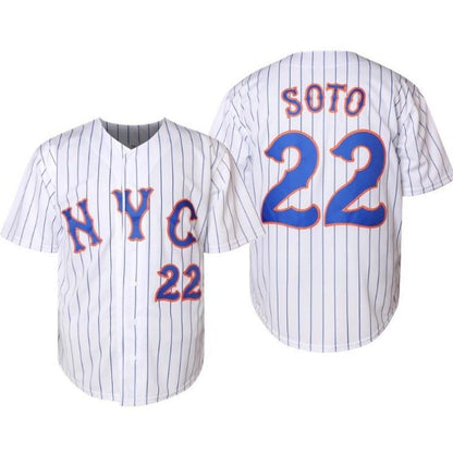 【Fathersdaygift】Men'S Baseball Jersey, # 12, #22, Mets Jersey, V-Neck Design, with Black Stripes, Suitable for Baseball