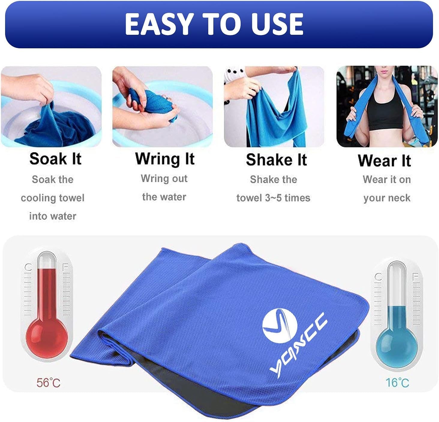 4 Pack Cooling Towel (47"X12") Ice Cool for Neck, Microfiber Soft Breathable Chilly Towels for Yoga, Sports, Golf, Gym, Camping, Running, Fitness, Workout & More Activities