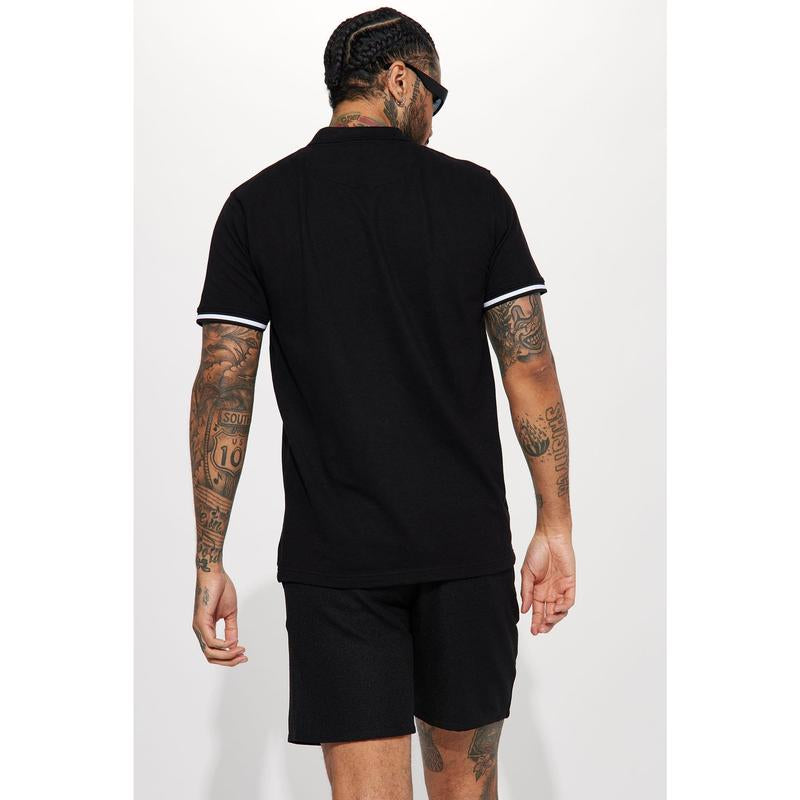 Strikeout Short Sleeve Polo - Black