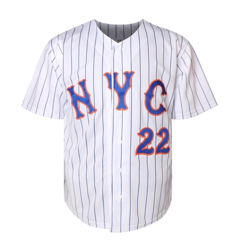 【Fathersdaygift】Men'S Baseball Jersey, # 12, #22, Mets Jersey, V-Neck Design, with Black Stripes, Suitable for Baseball