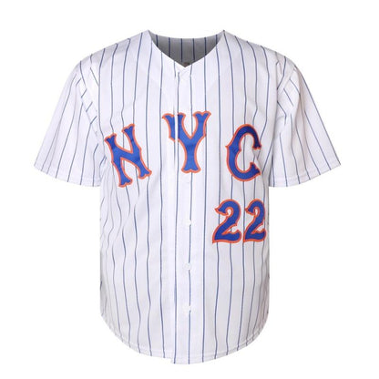 【Fathersdaygift】Men'S Baseball Jersey, # 12, #22, Mets Jersey, V-Neck Design, with Black Stripes, Suitable for Baseball
