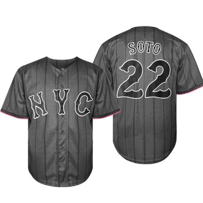 【Fathersdaygift】Men'S Baseball Jersey, # 12, #22, Mets Jersey, V-Neck Design, with Black Stripes, Suitable for Baseball