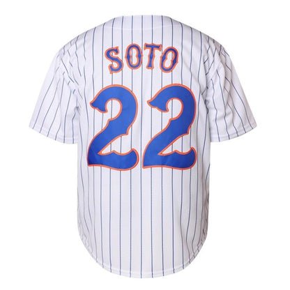 【Fathersdaygift】Men'S Baseball Jersey, # 12, #22, Mets Jersey, V-Neck Design, with Black Stripes, Suitable for Baseball